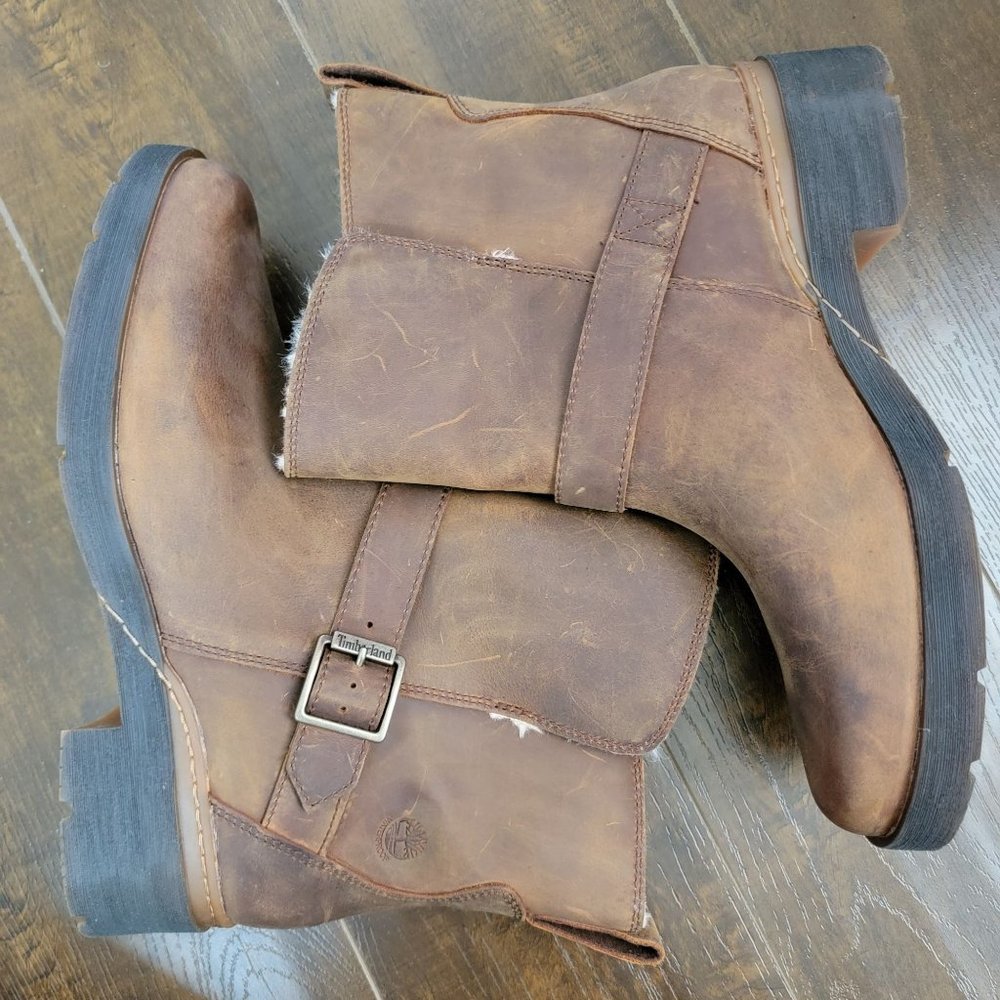 Timberland Brown Leather Women's Winter Rain Boots - Picture 6 of 10
